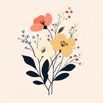 手绘多彩花卉插画作品