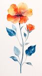 橙色花朵水彩插画