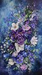 梦幻蓝紫色系花卉水彩画