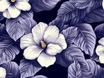 蓝白花卉叶子无缝图案