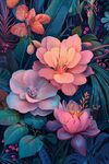 梦幻多彩花卉丛林景象