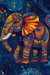 多彩花纹大象的梦幻图案
