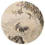 新中式圆形水墨山水装饰画