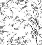 水墨风花鸟树枝图案