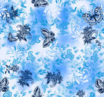蓝白花卉蝴蝶图案背景