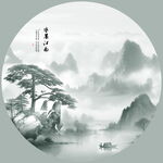 圆形山水画