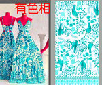 蓝绿色花纹连衣裙设计图