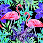 火烈鸟与热带植物图案四方连续