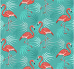 火烈鸟与棕榈叶图案背景数码印花