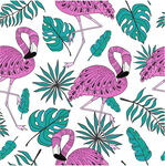火烈鸟与热带植物图案数码印花