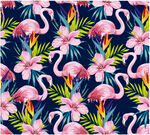 火烈鸟花卉图案印花设计数码印花