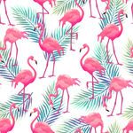 火烈鸟与棕榈叶图案背景