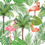 火烈鸟与热带植物图案