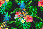 热带凤梨花卉图案设计数码印花