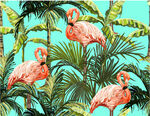 热带风情中的火烈鸟与棕榈数码印