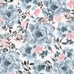 蓝粉花卉图案背景无缝数码印花