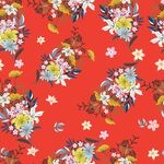 红色花卉图案布料纹理无缝数码印