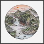 圆形国画山水