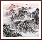 泰山日出国画泰山