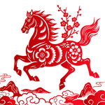 中式剪纸风骏马图2026年马年