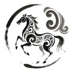 圆形纹饰中的奔腾骏马