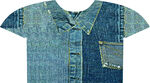 复古拼接牛仔短袖上衣