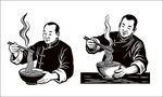 男子惬意享用热乎美食