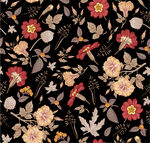 复古花卉图案背景四方连续数码印