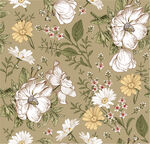 花卉图案自然清新风四方连续数码