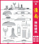 淮南地标建筑线稿图