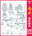 南平地标建筑线稿图
