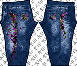 花卉刺绣牛仔裤设计图