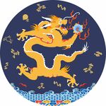 龙江涯海水龙纹挂画