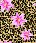 豹纹底粉色花朵图案