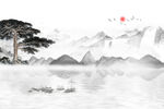迎客松山水画