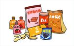 薯片 薯条 零食卡通手绘矢量图