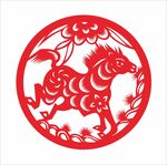 十二生肖窗花贴纸矢量图马