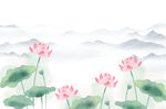 水墨国画荷花