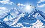 蓝天雪山装饰画背景图