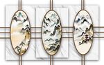 中式山水装饰画三联屏