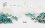 新中式水墨国画山水背景墙壁画
