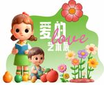 爱艺术的儿童插画场景