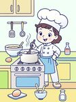矢量卡通厨房烹饪儿童插画