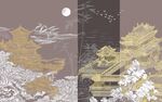 古风山水月夜景致图