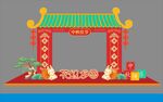 中式传统拱门 龙门架