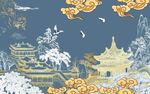 中式古风山水楼阁图景