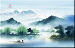 中式山水背景墙