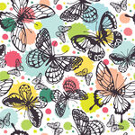多彩手绘蝴蝶图案背景
