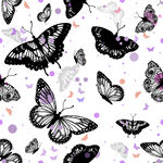 黑白蝴蝶梦幻图案背景数码印花