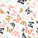 多彩蝴蝶图案背景四方连续
